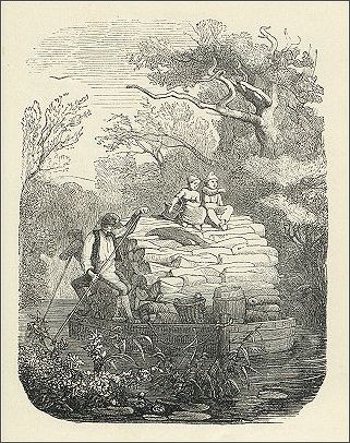 Ib og lille Christine siddende på toppen af kågens bøgekævle