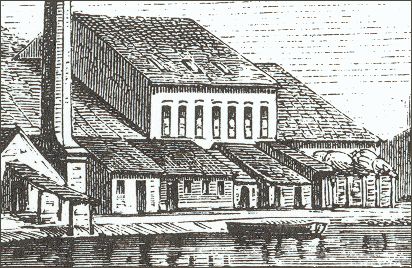 Uden for Silkeborg Papirfabrik 1865