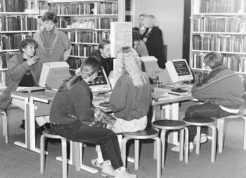 Bibliotekets nye udlånssal fra 1978